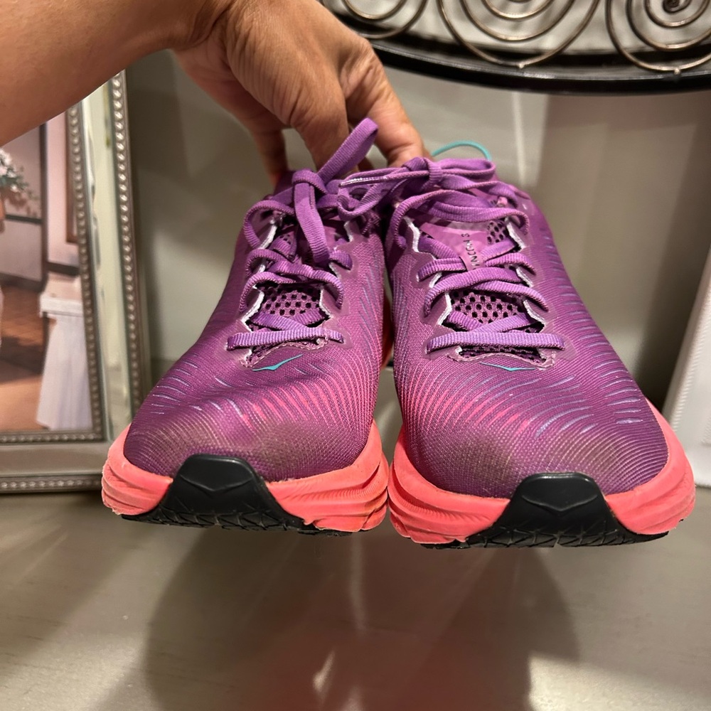 Hoka Rincon 3 Women's Pink and Purple Cushioning Running Shoes - Picture 12 of 14